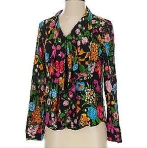 Floral Print Women's Blouse - Black Multicolor